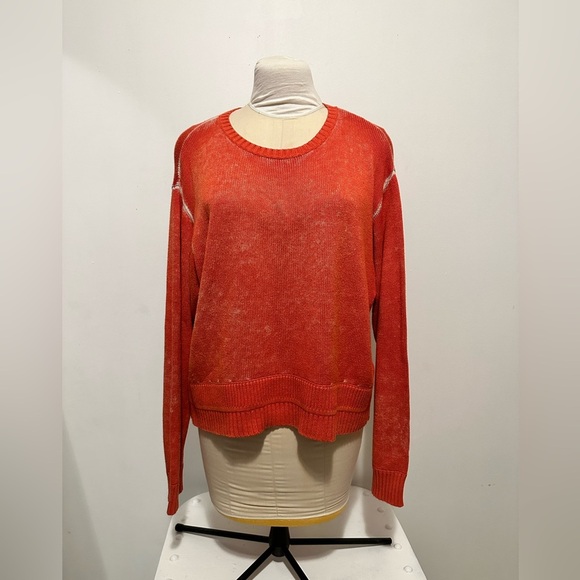 Lululemon Cashmere Blend Orange Red Knit Crewneck Sweater 10 12 L XL - Picture 3 of 8